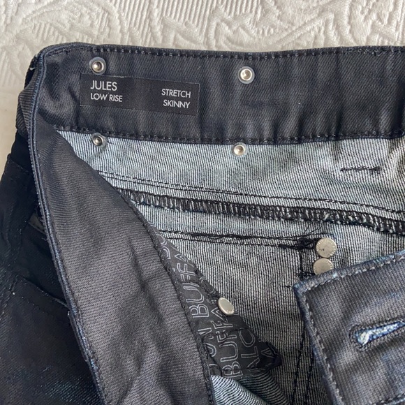 Buffalo LowRise Rocker black Stretch straight leg Jeans 28 rips black rhinestone - Picture 7 of 9